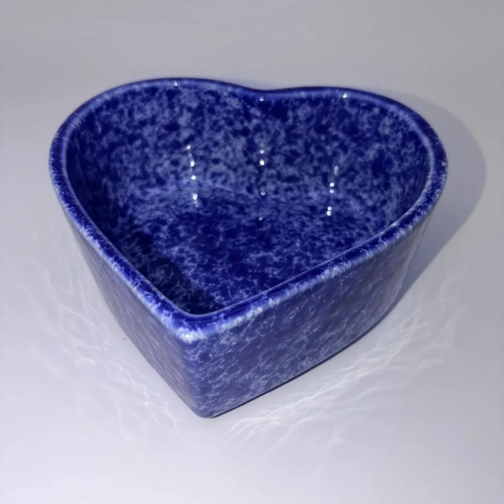 Cache Stoneware Blue Heart Bowls | Made in Portugal | Set of 2